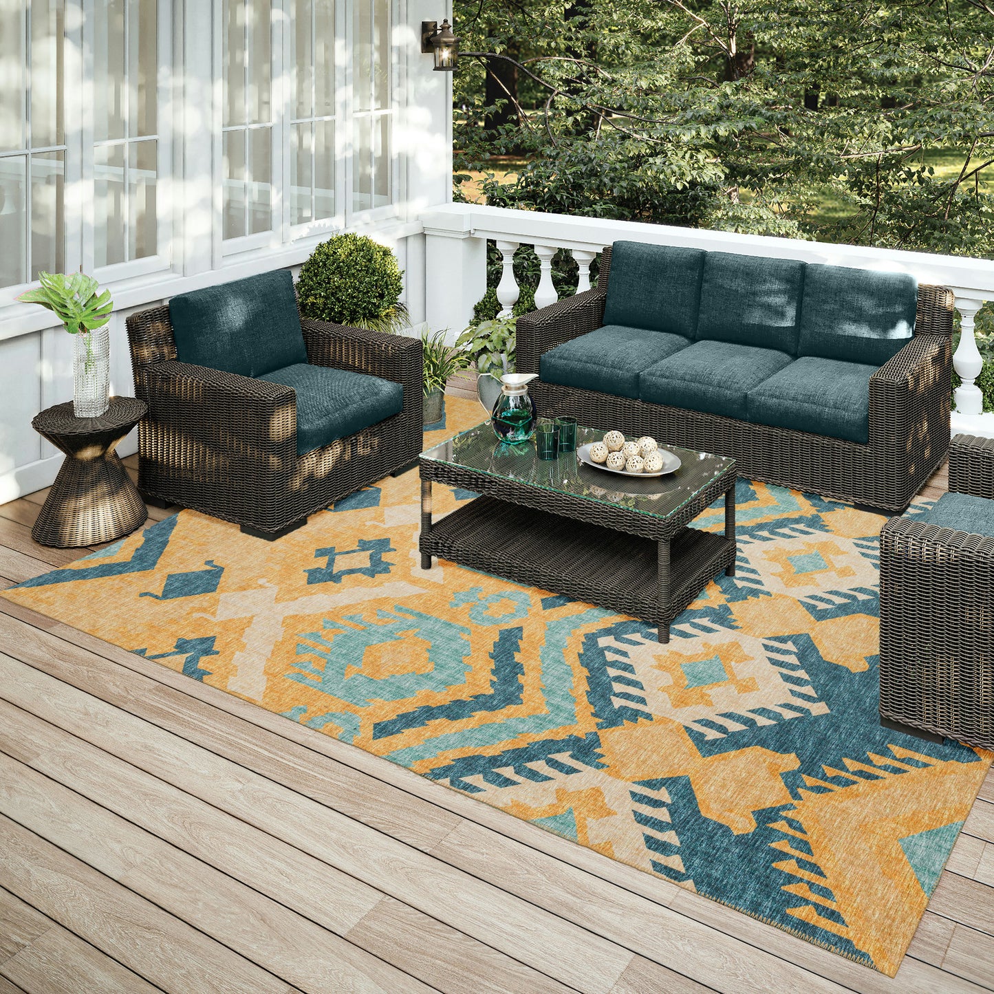 Indoor/Outdoor Sedona SN2 Marigold Washable 10' x 14' Rug
