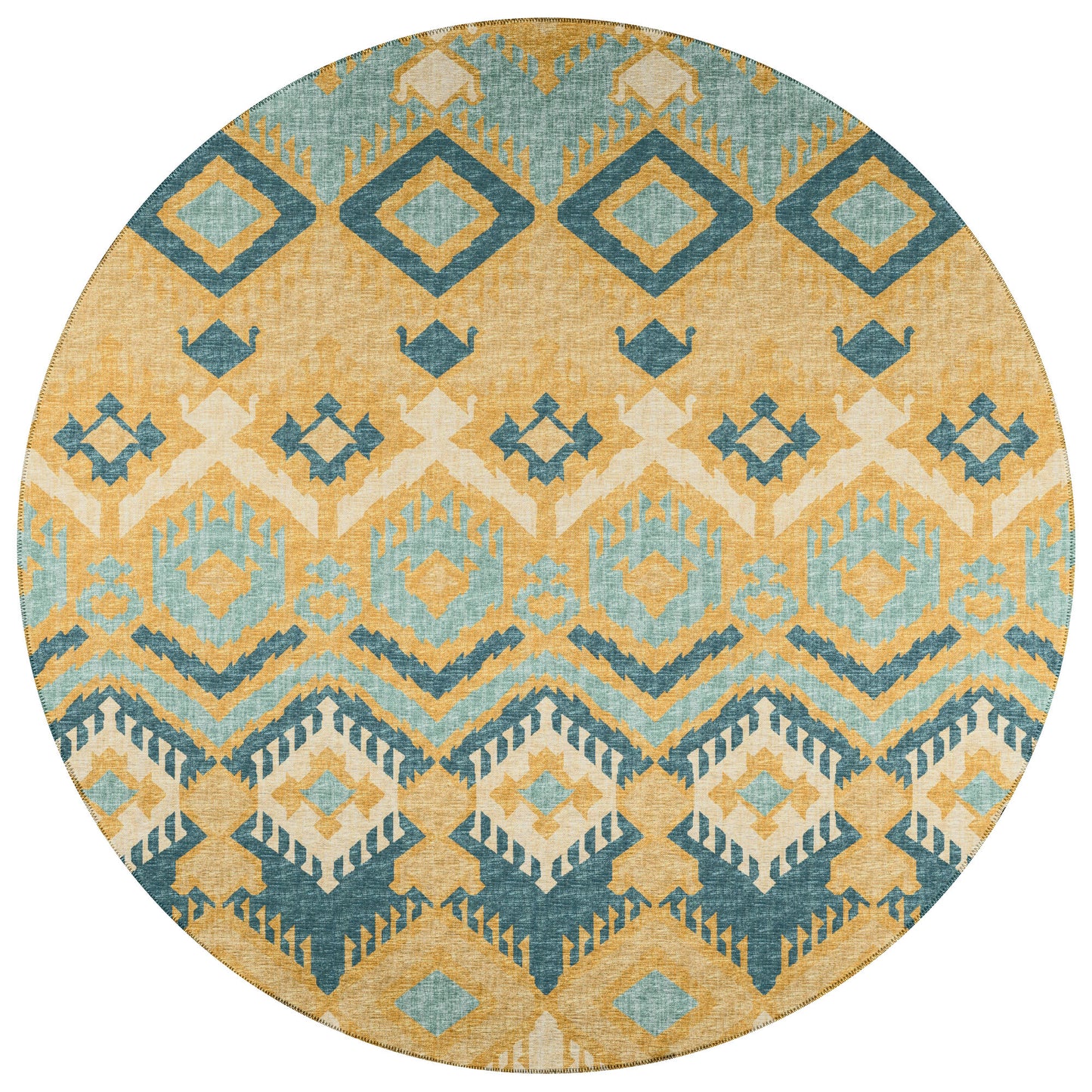 Indoor/Outdoor Sedona SN2 Marigold Washable 8' x 8' Round Rug