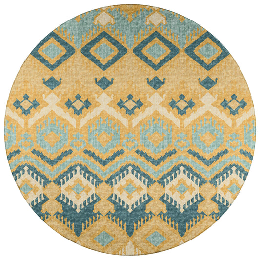Indoor/Outdoor Sedona SN2 Marigold Washable 8' x 8' Round Rug