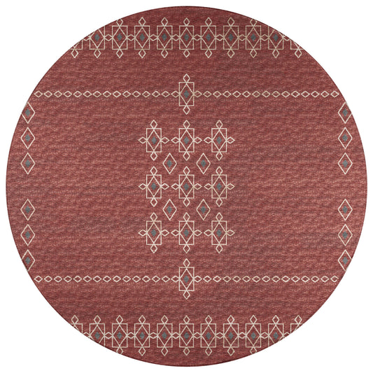 Indoor/Outdoor Sedona SN3 Paprika Washable 4' x 4' Round Rug