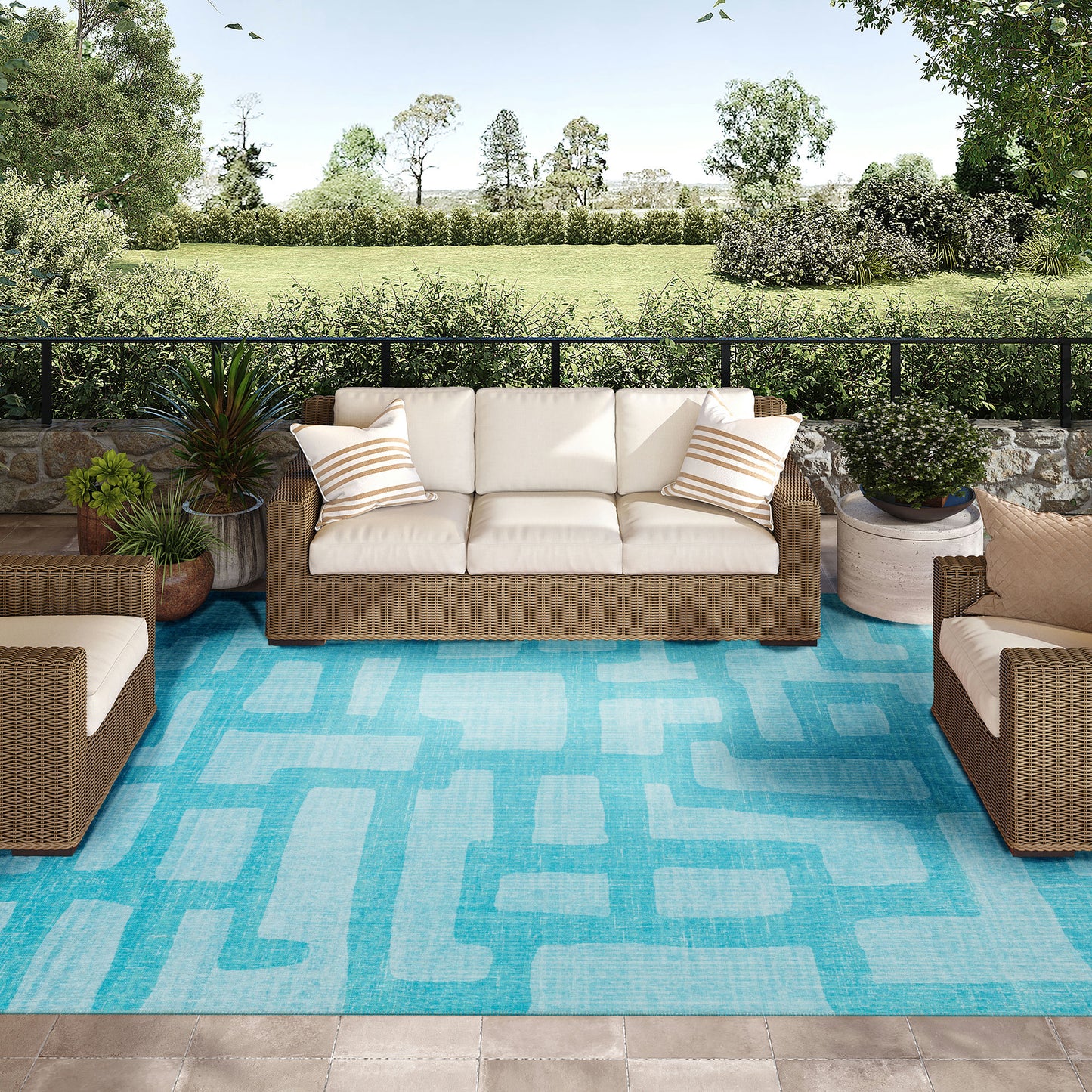 Indoor/Outdoor Sedona SN4 Robins Egg Washable 10' x 14' Rug