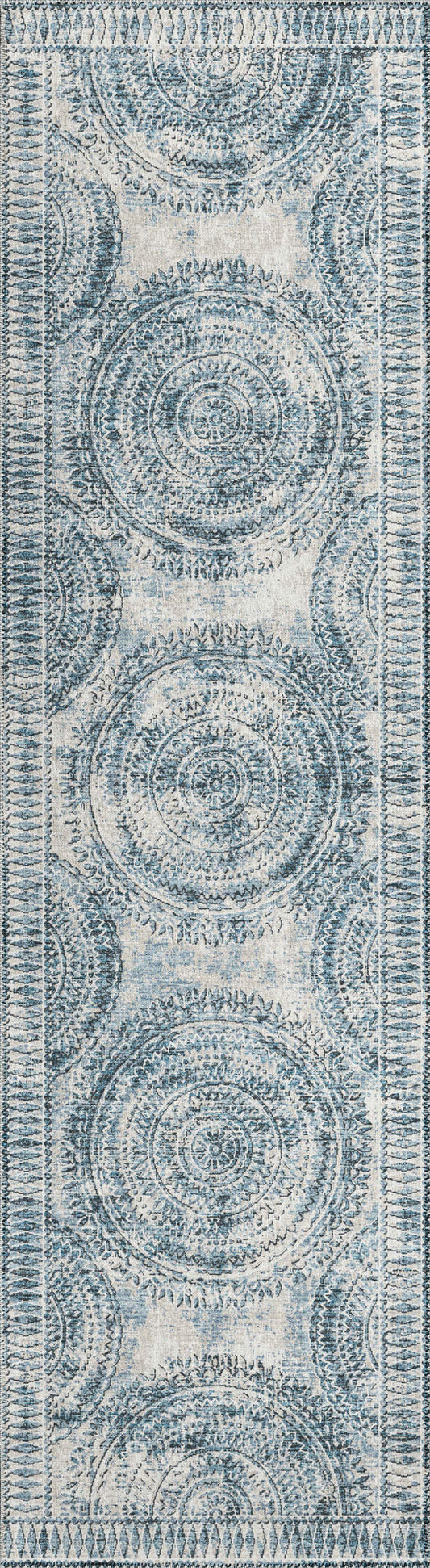 Indoor/Outdoor Sedona SN7 Indigo Washable 2'3" x 12' Runner Rug