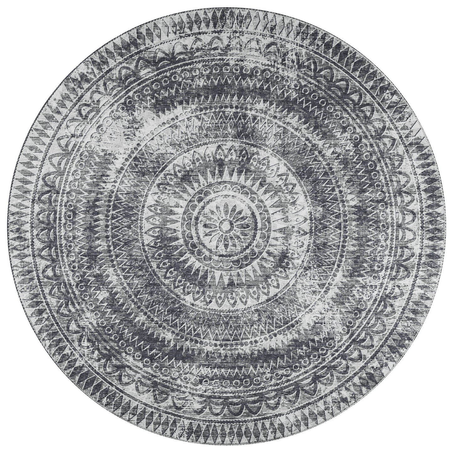 Indoor/Outdoor Sedona SN7 Pewter Washable 8' x 8' Round Rug