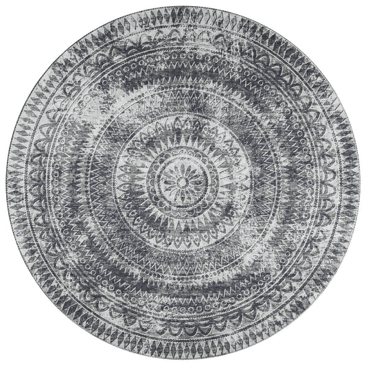 Indoor/Outdoor Sedona SN7 Pewter Washable 8' x 8' Round Rug
