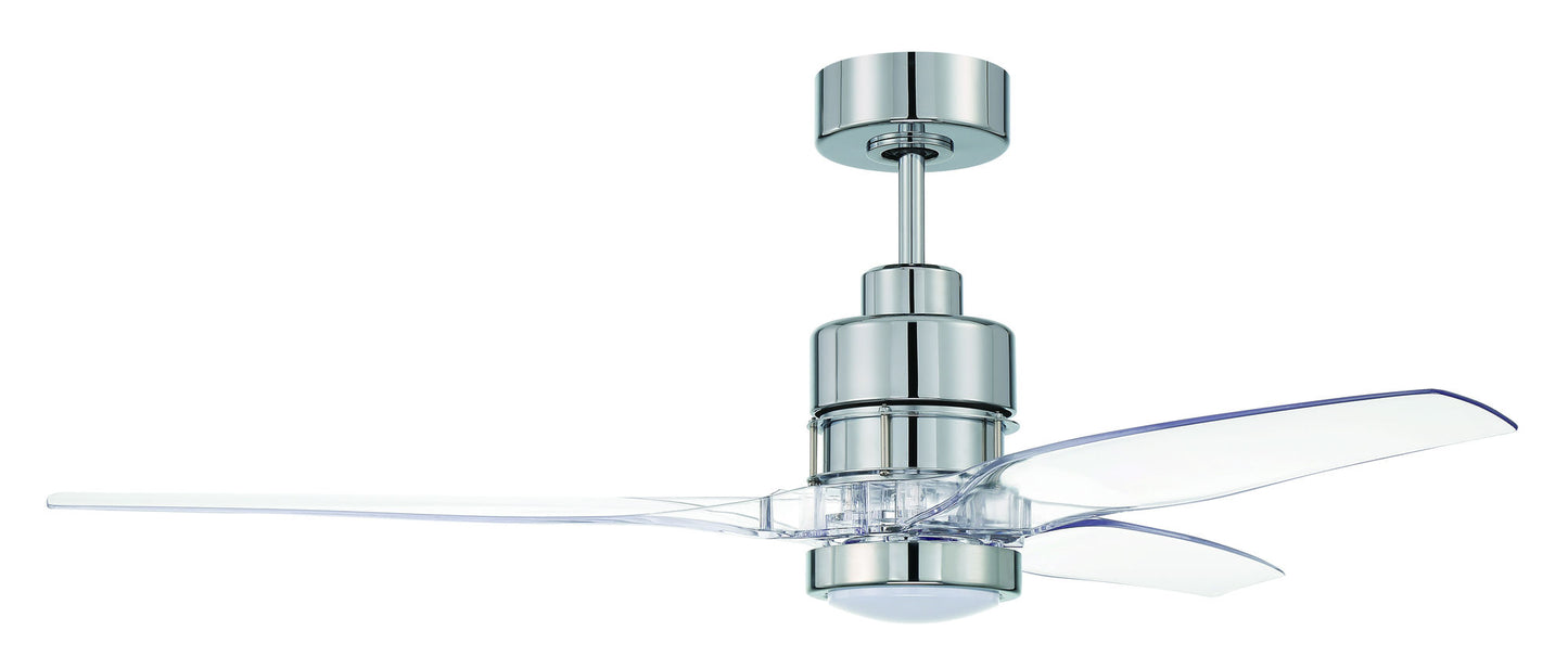 52" Sonnet Ceiling Fan in Chrome Clear Polycarbonate Blades, WIFI control