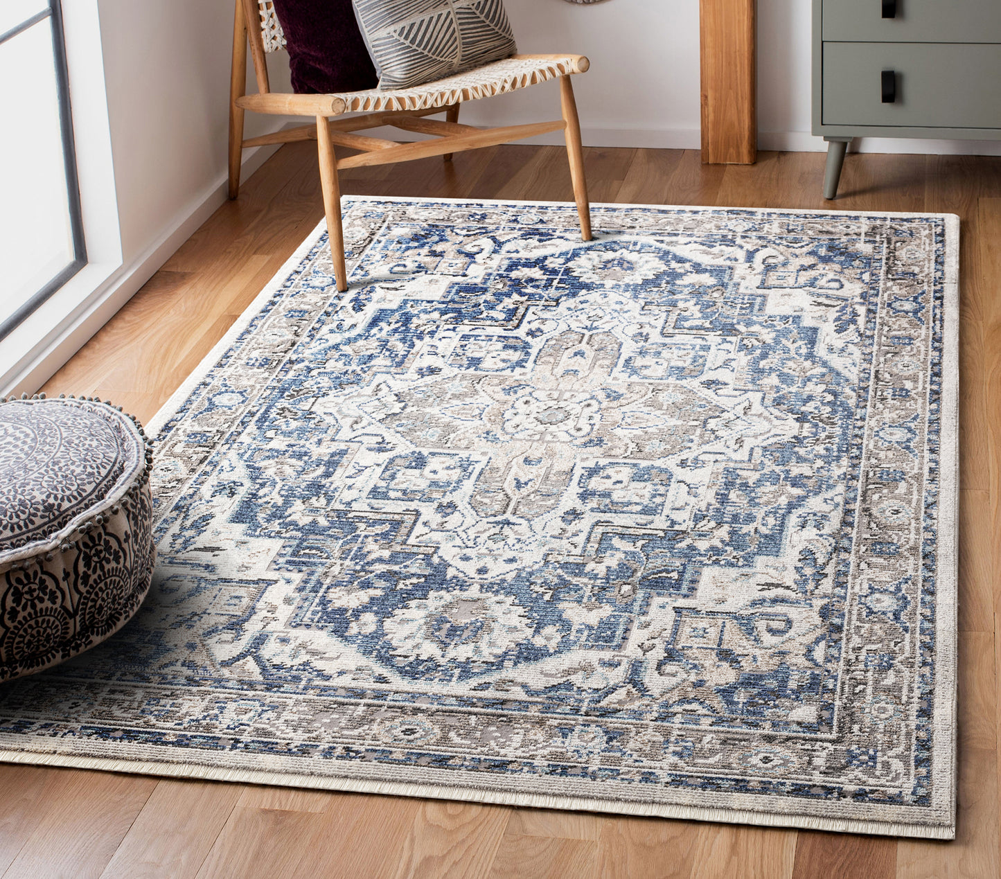 Kaleen Soren Collection Light Blue Runner 2'6" x 7'6"