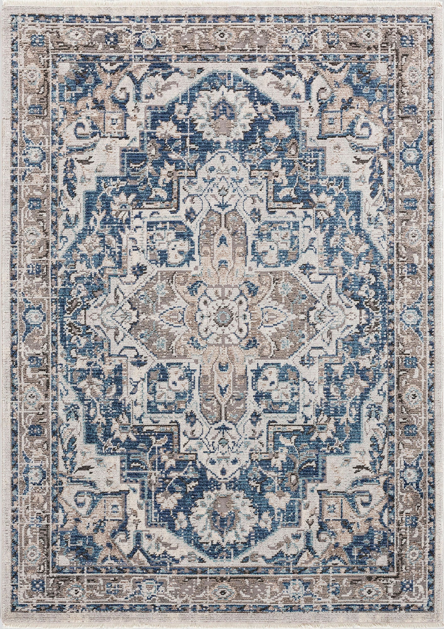 Kaleen Soren Collection Light Blue Throw Rug 1'8" x 2'6"