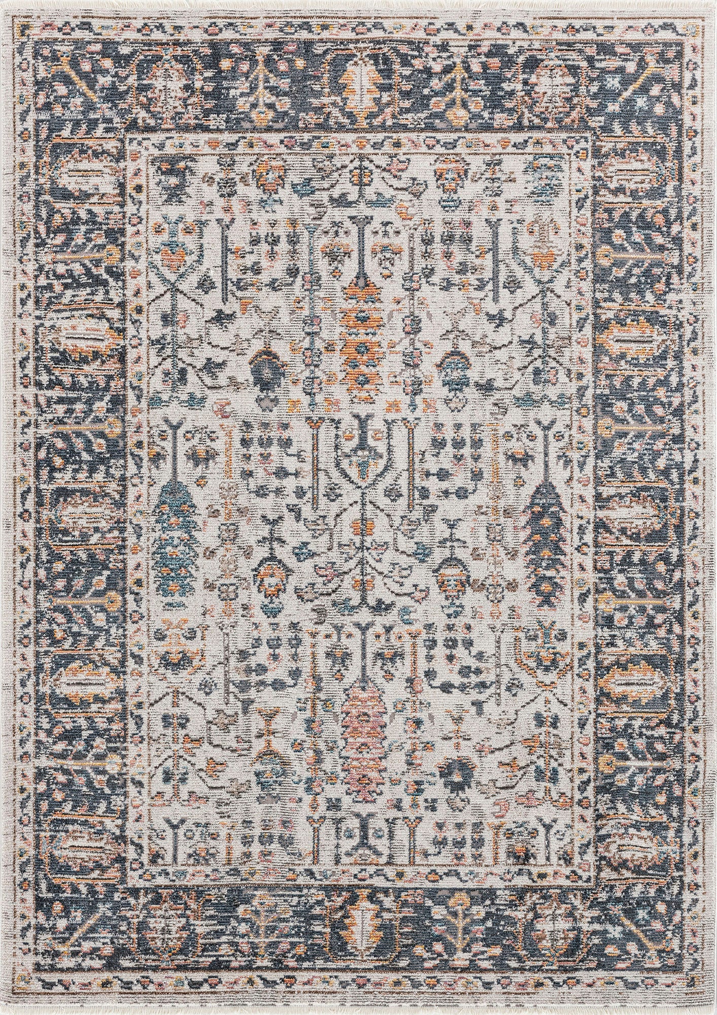 Kaleen Soren Collection Grey Navy Runner 2'6" x 7'6"