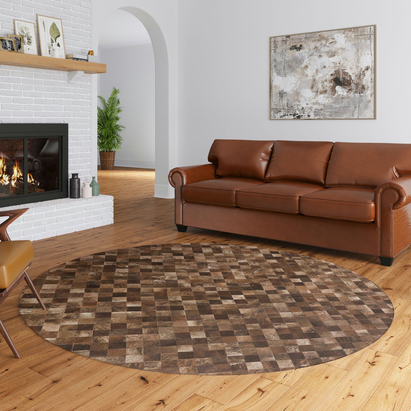 Indoor/Outdoor Stetson SS2 Bison Washable 4' x 4' Round Rug