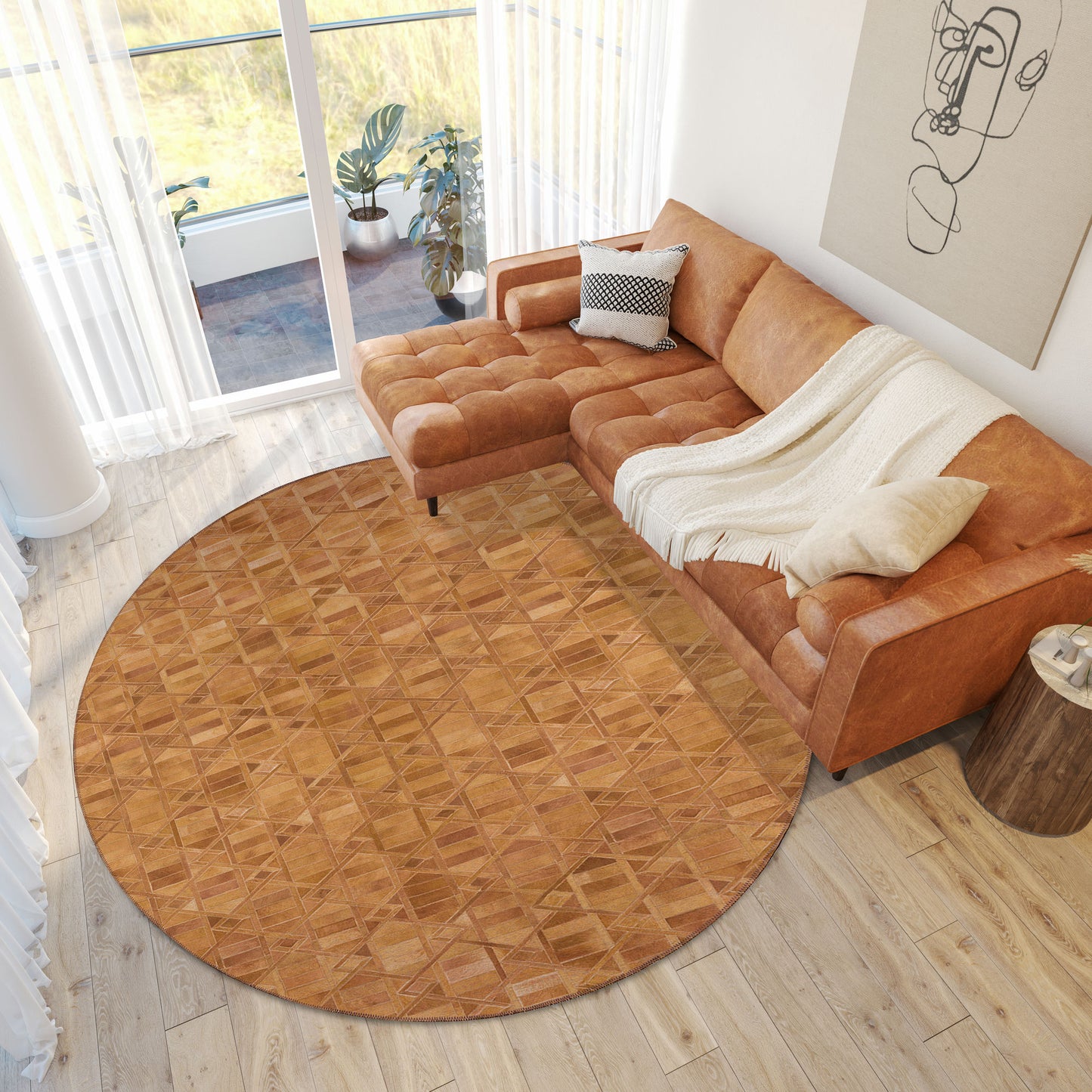 Indoor/Outdoor Stetson SS4 Spice Washable 6' x 6' Round Rug