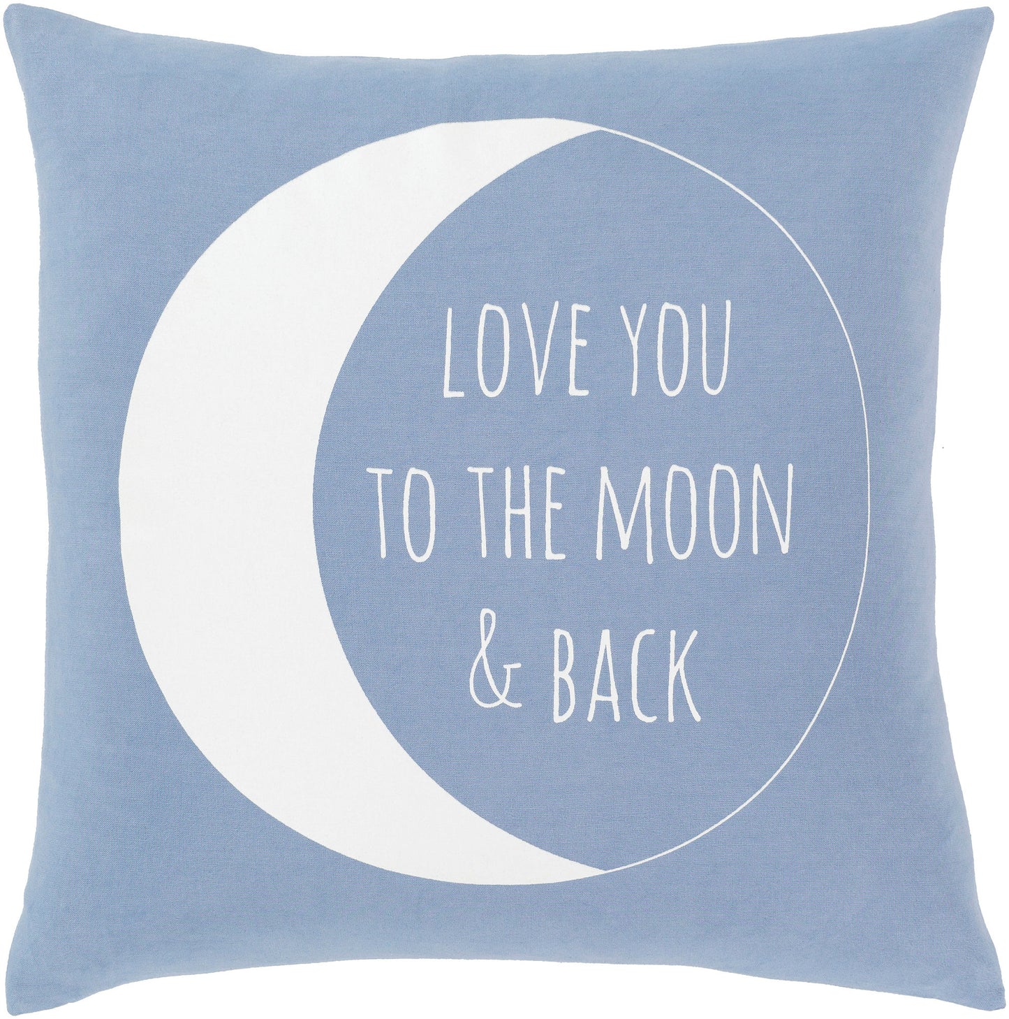 Surya Typography Denim Pillow Shell With Down Insert 18"H X 18"W