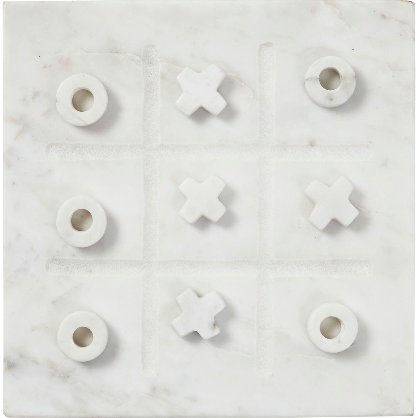 Gioco Blanco White Engineered Marble Tic Tac Toe Game