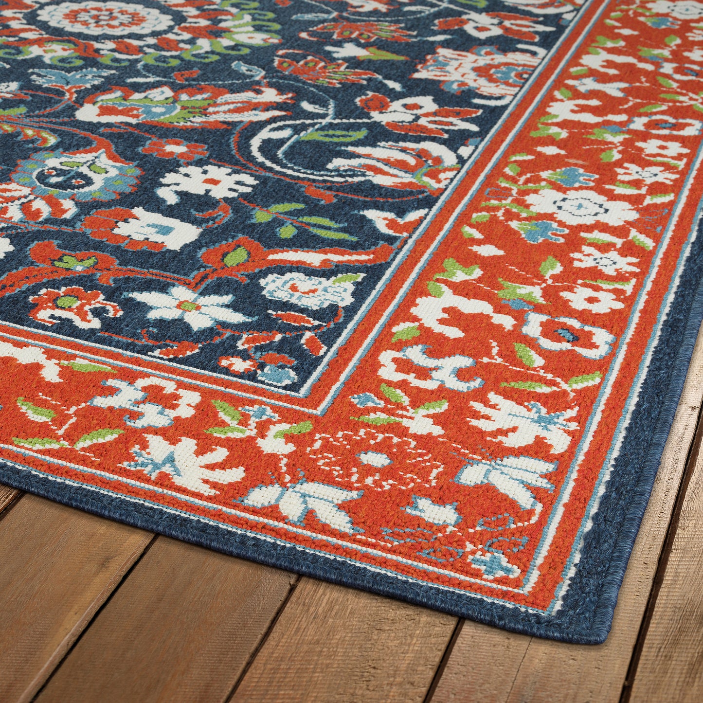 Kaleen Sunice Collection Tangerine Navy Runner 2'2" x 8'