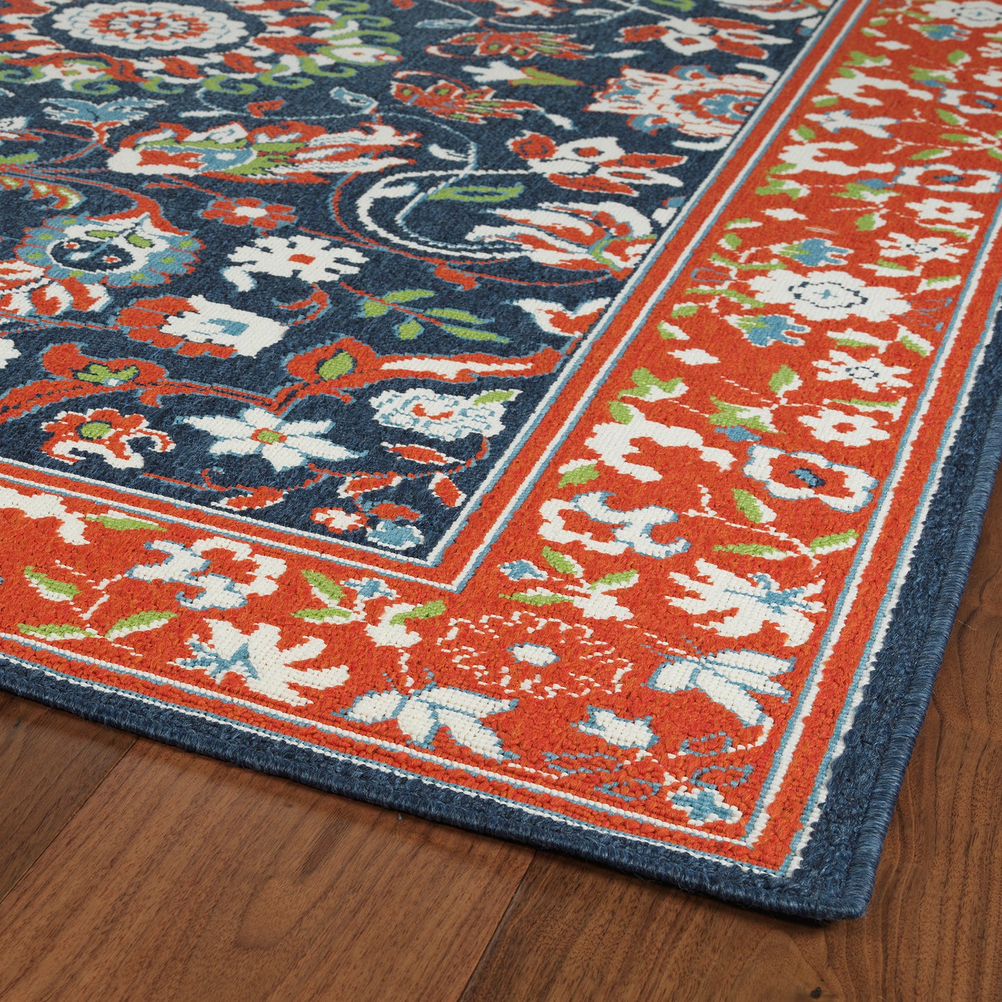 Kaleen Sunice Collection Tangerine Navy Runner 2'2" x 8'