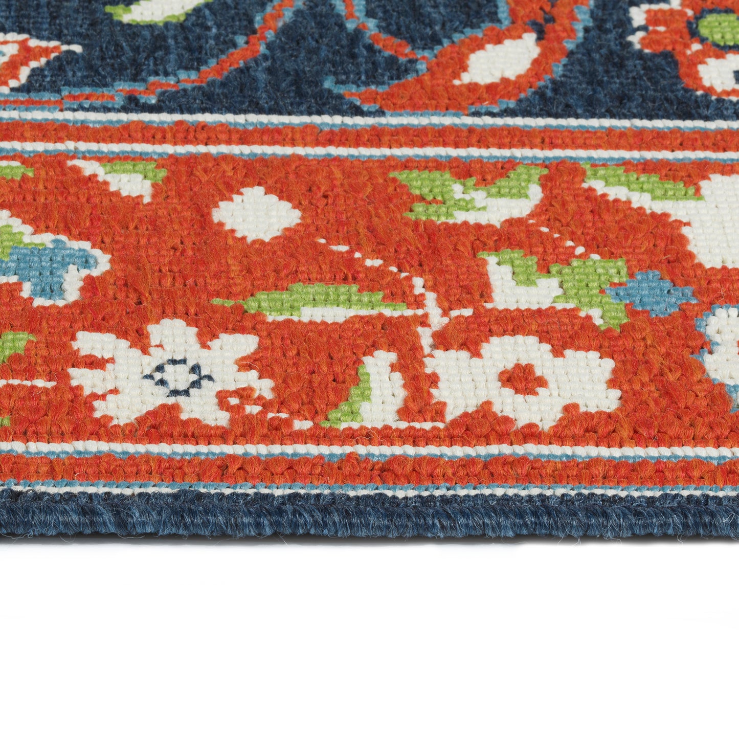 Kaleen Sunice Collection Tangerine Navy Throw Rug 2'5" x 3'9"