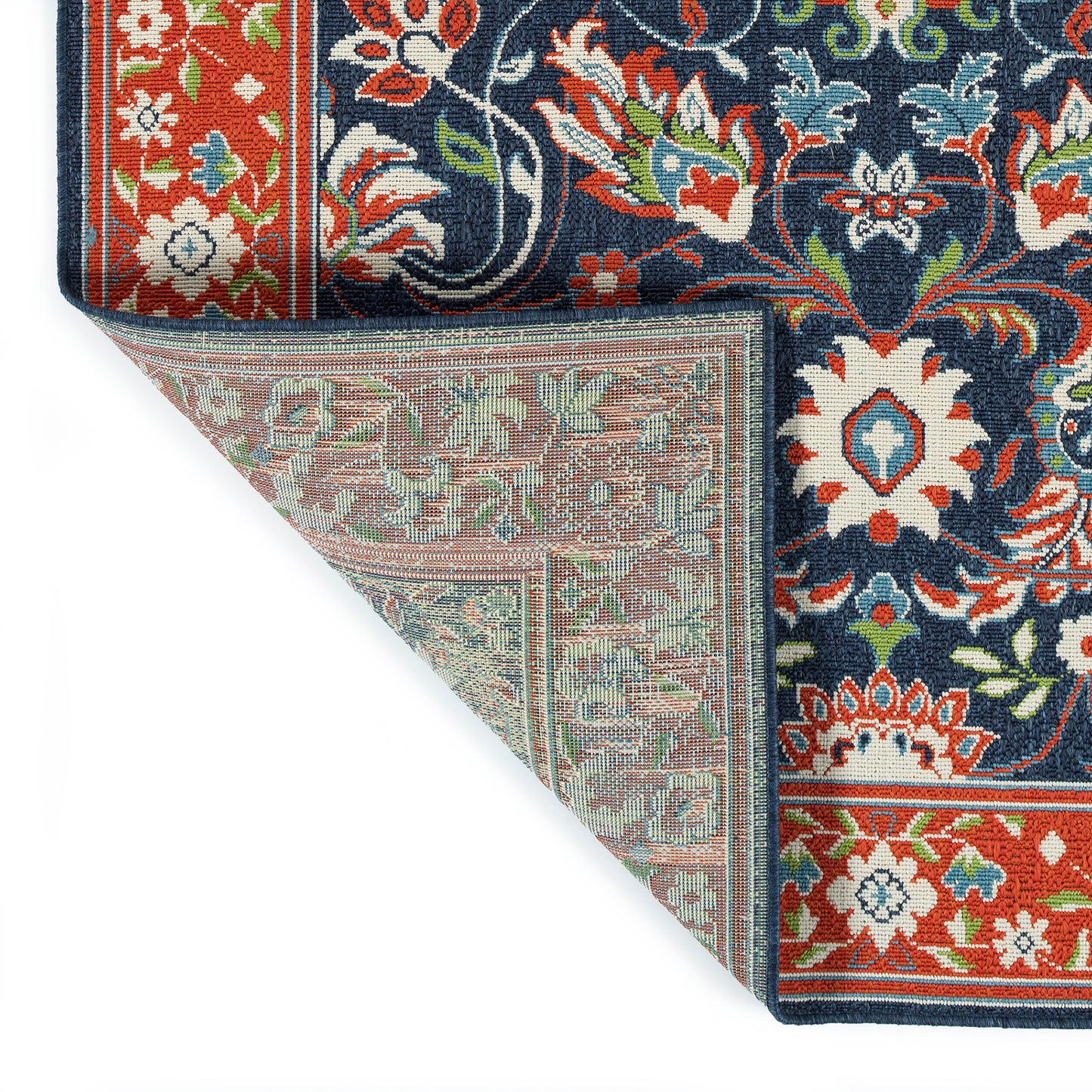 Kaleen Sunice Collection Tangerine Navy Runner 2'2" x 8'