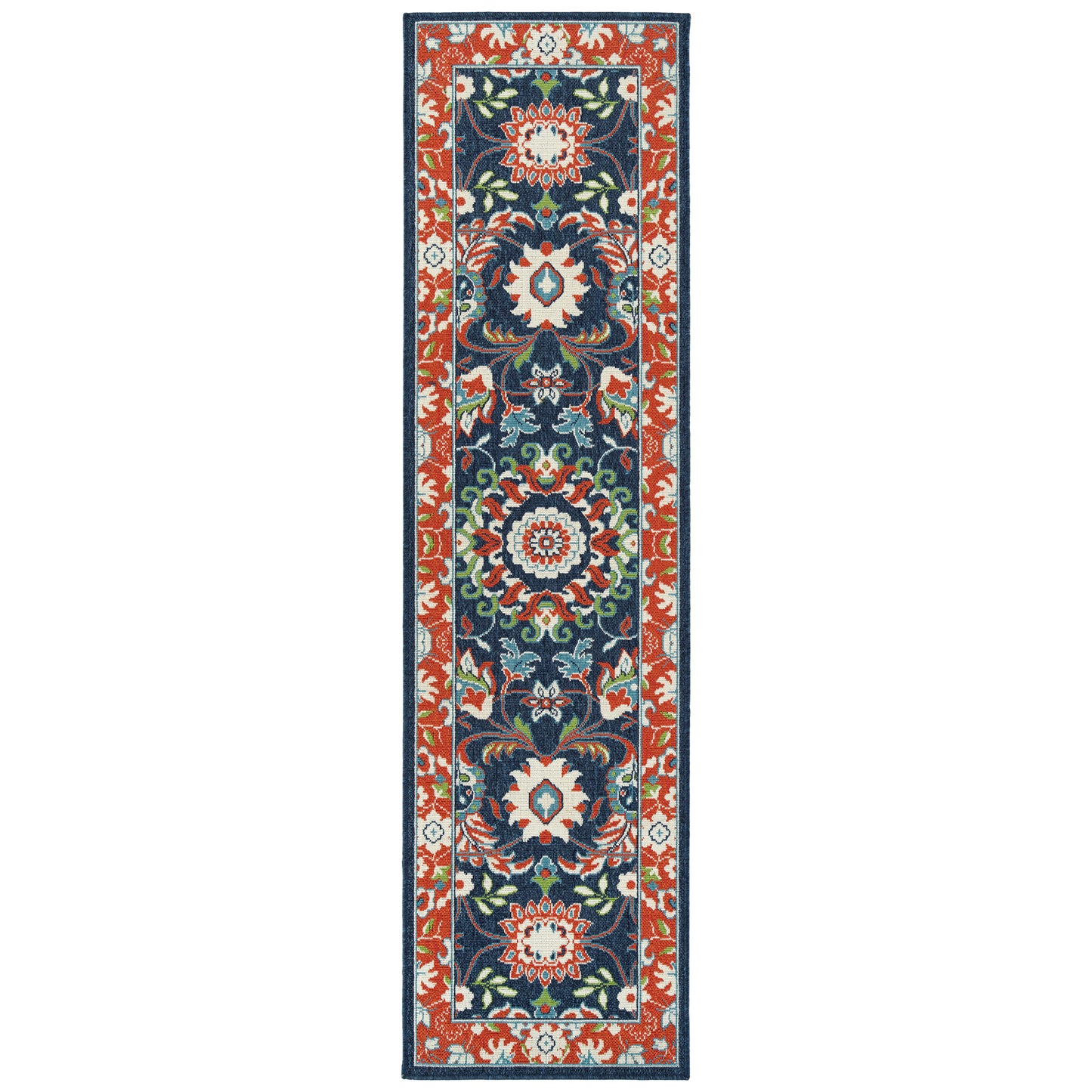 Kaleen Sunice Collection Tangerine Navy Throw Rug 1'9" x 3'
