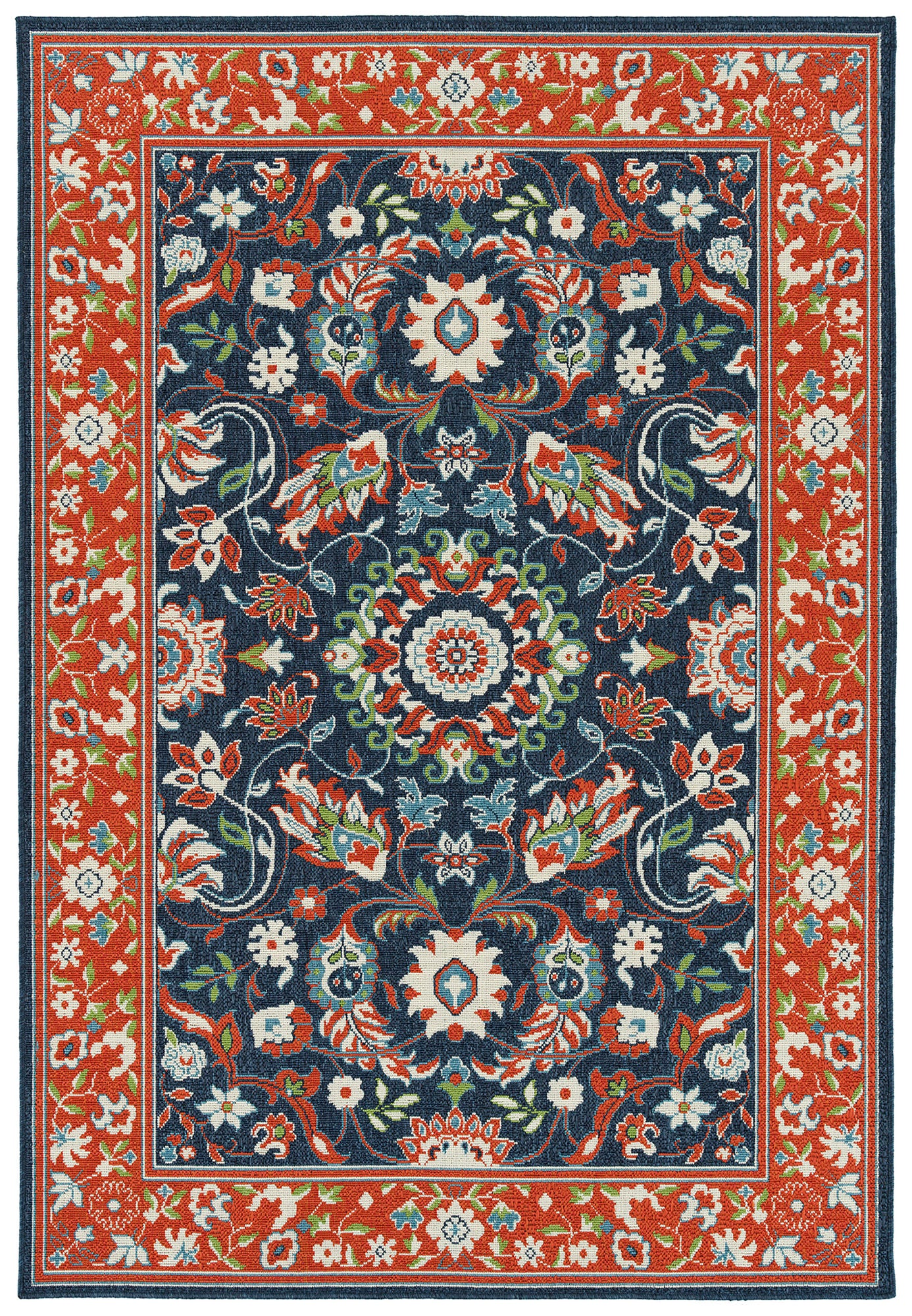 Kaleen Sunice Collection Tangerine Navy Area Rug 7'2" x 10'5"