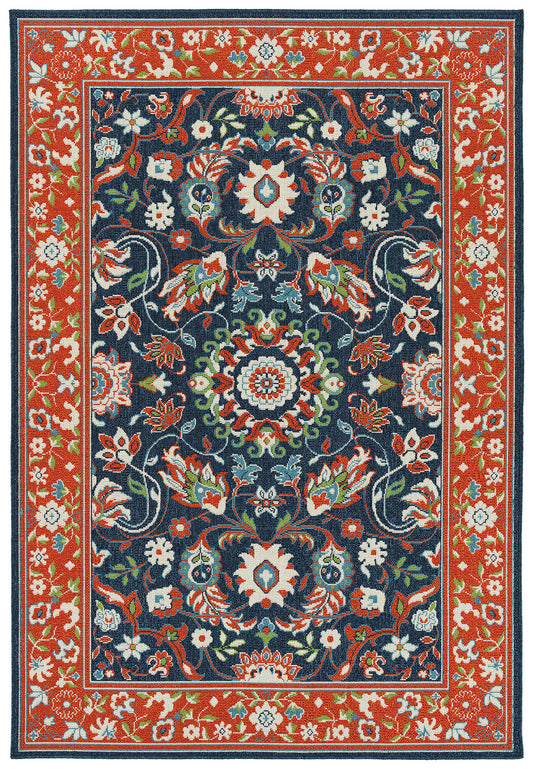 Kaleen Sunice Collection Tangerine Navy Area Rug 7'2" x 10'5"