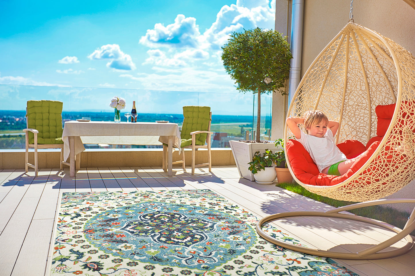 Kaleen Sunice Collection Light Ivory Area Rug 5' x 7'6"