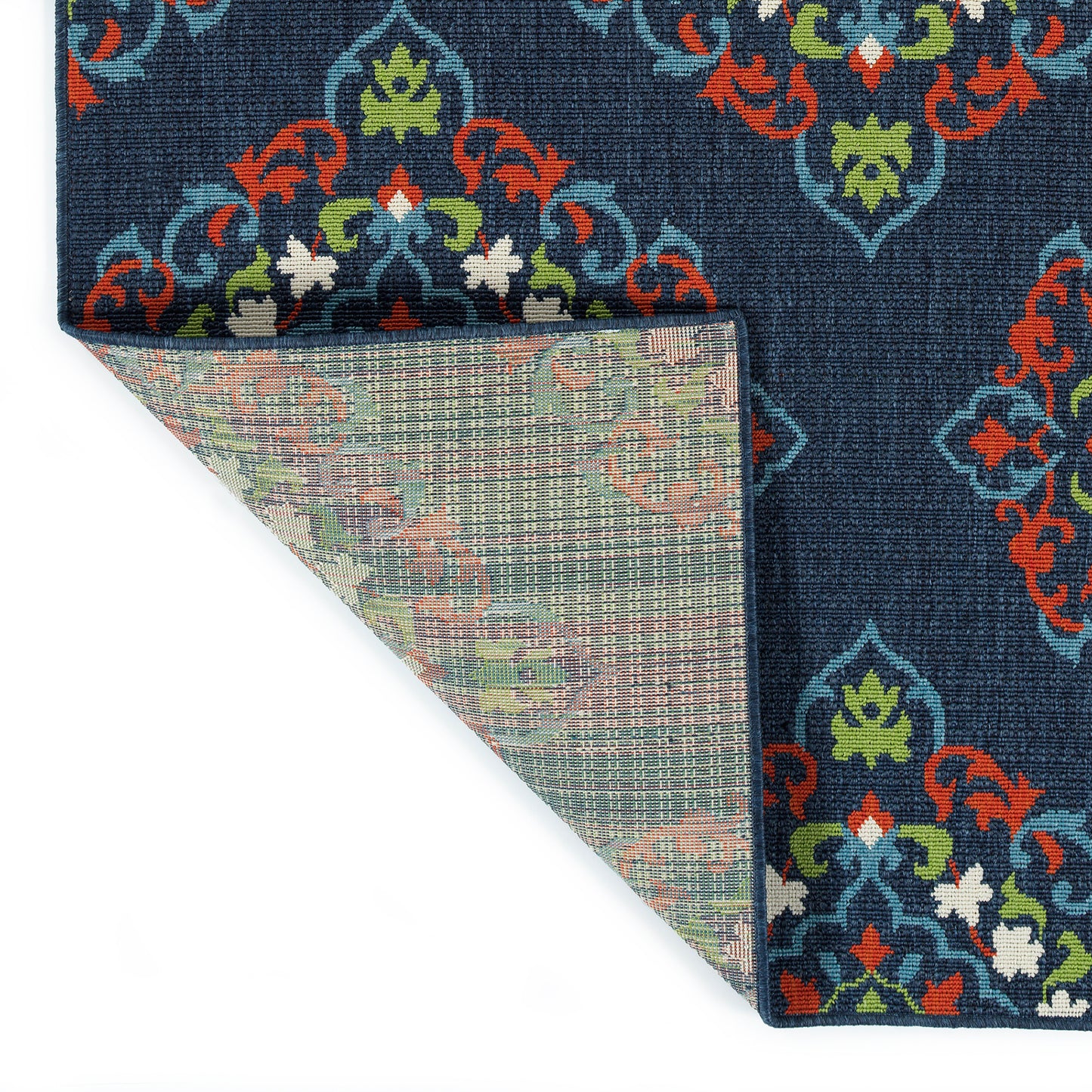 Kaleen Sunice Collection Navy Tangerine Throw Rug 2'5" x 3'9"