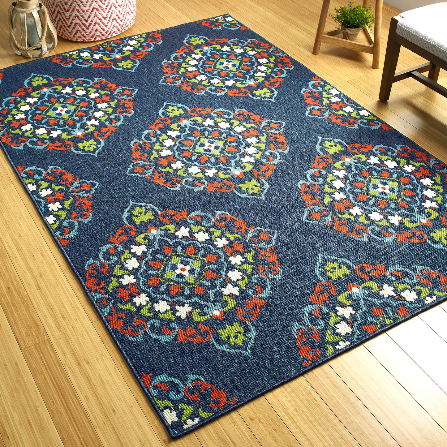 Kaleen Sunice Collection Navy Tangerine Area Rug 3'6" x 5'6"
