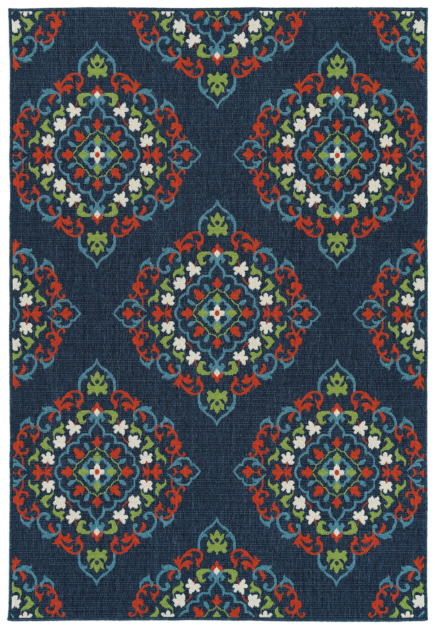 Kaleen Sunice Collection Navy Tangerine Area Rug 5' x 7'6"