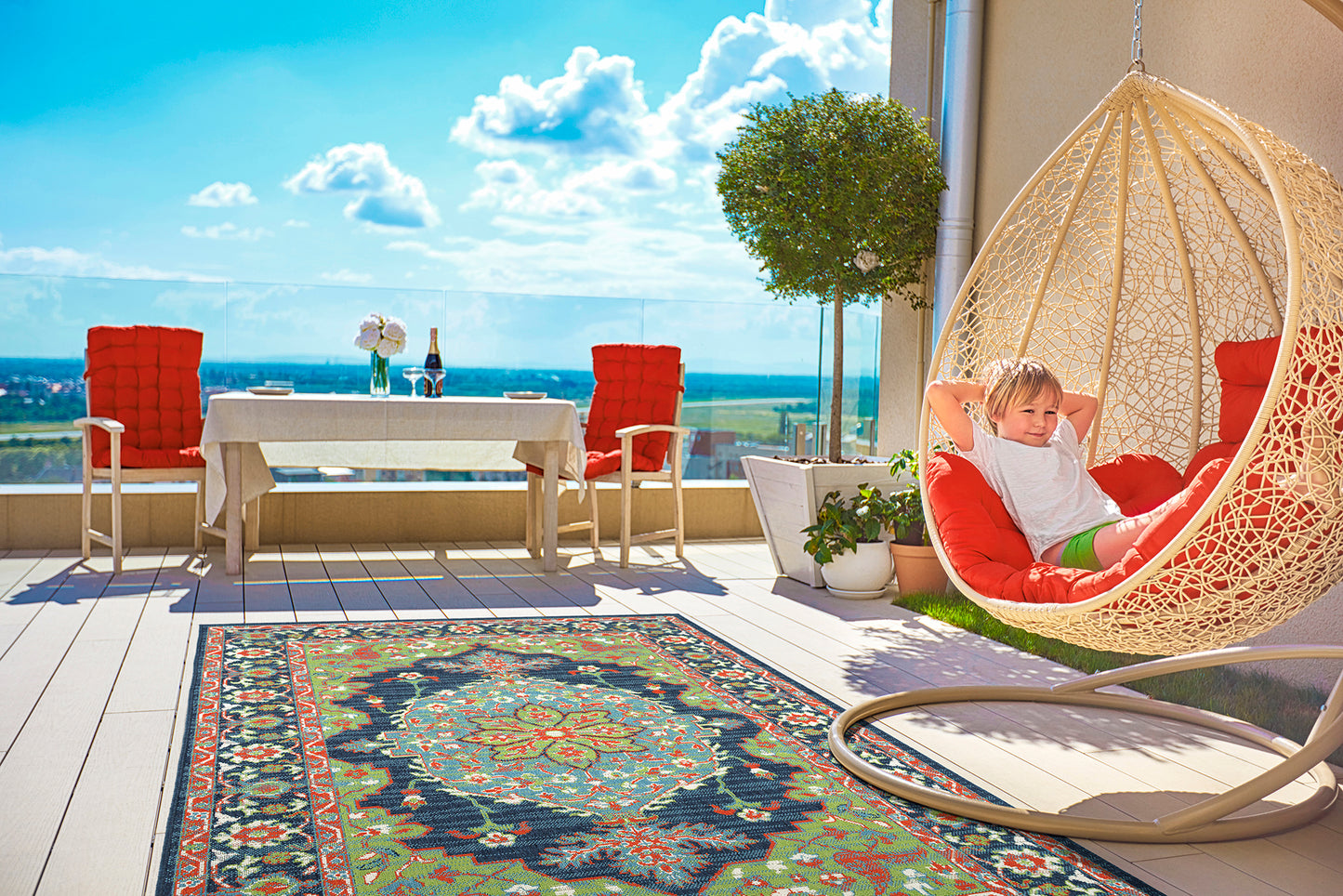 Kaleen Sunice Collection Dark Lime Green Area Rug 7'2" x 10'5"