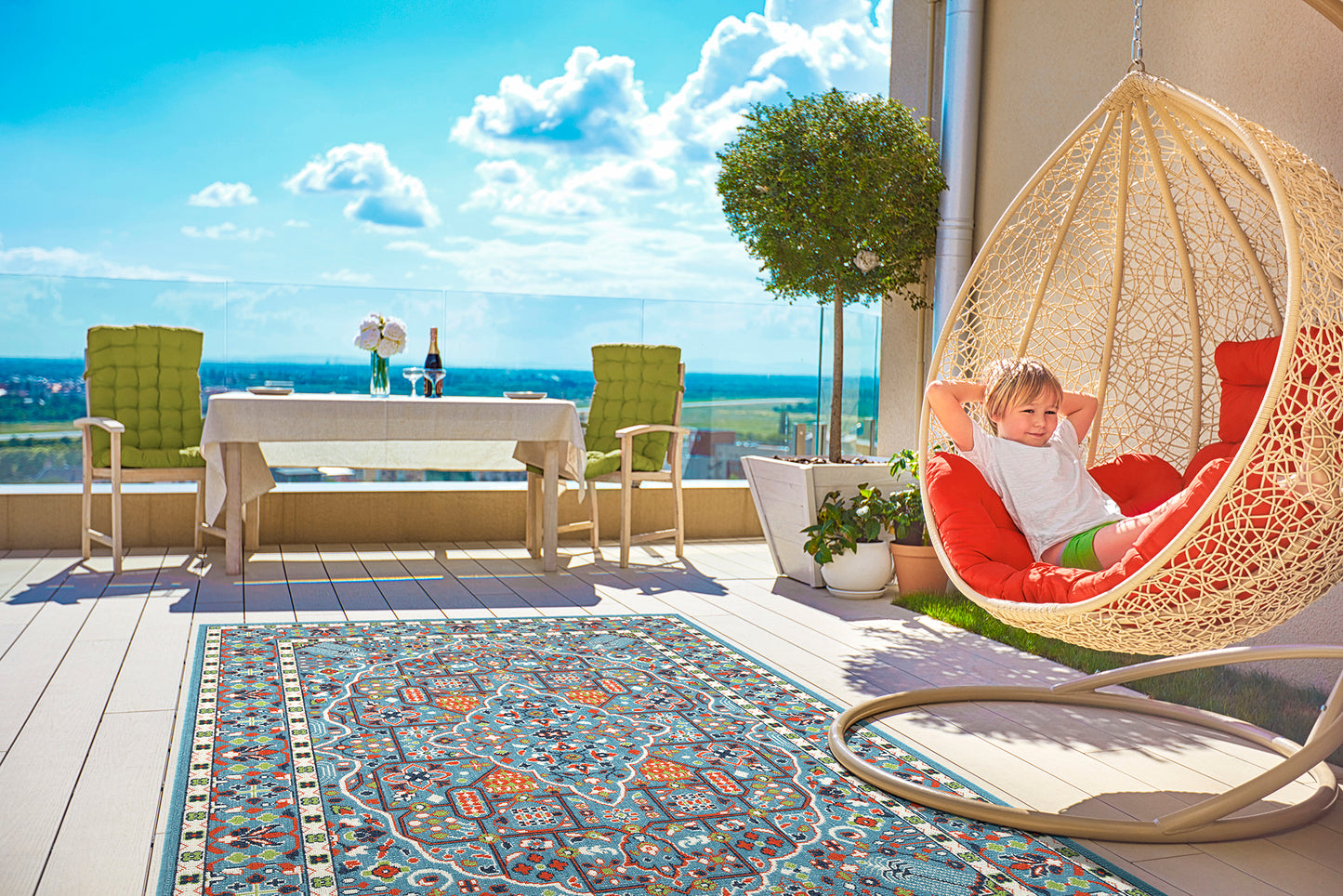 Kaleen Sunice Collection Light Light Blue Area Rug 7'2" x 10'5"