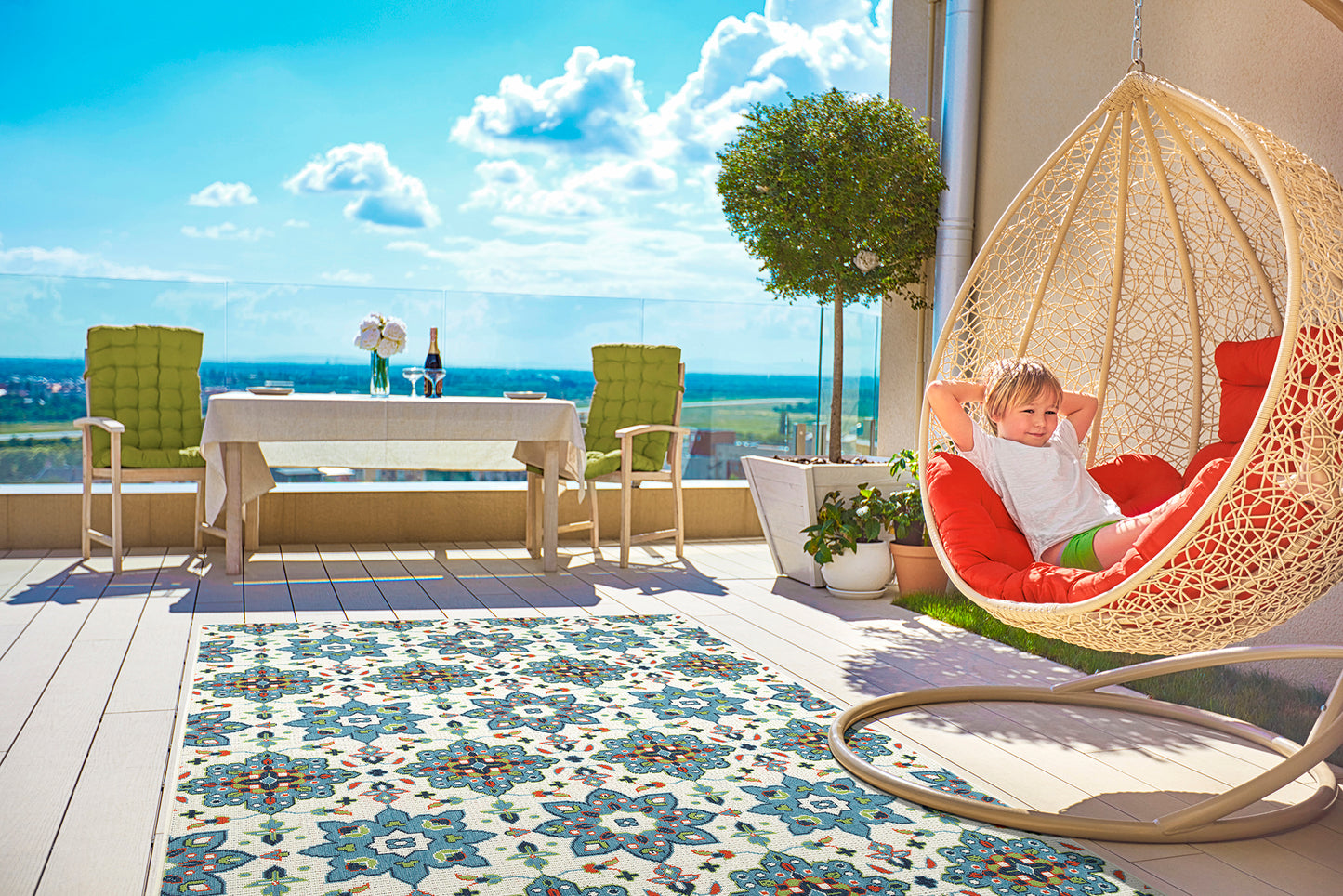 Kaleen Sunice Collection SUN10-79 Light Blue Area Rug 3'6" x 5'6"