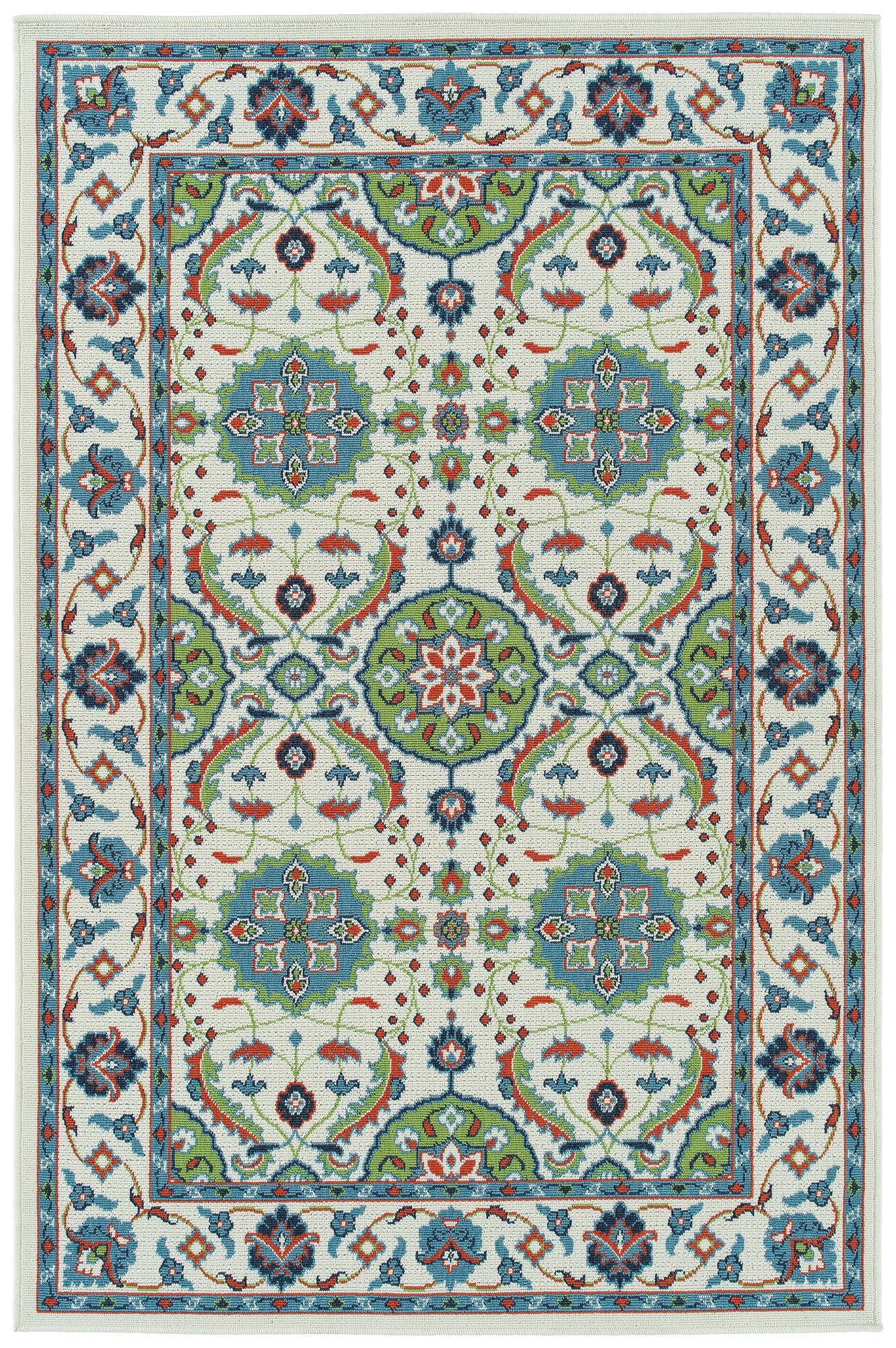 Kaleen Sunice Collection Ivory LtBlue Throw Rug 1'9" x 3'