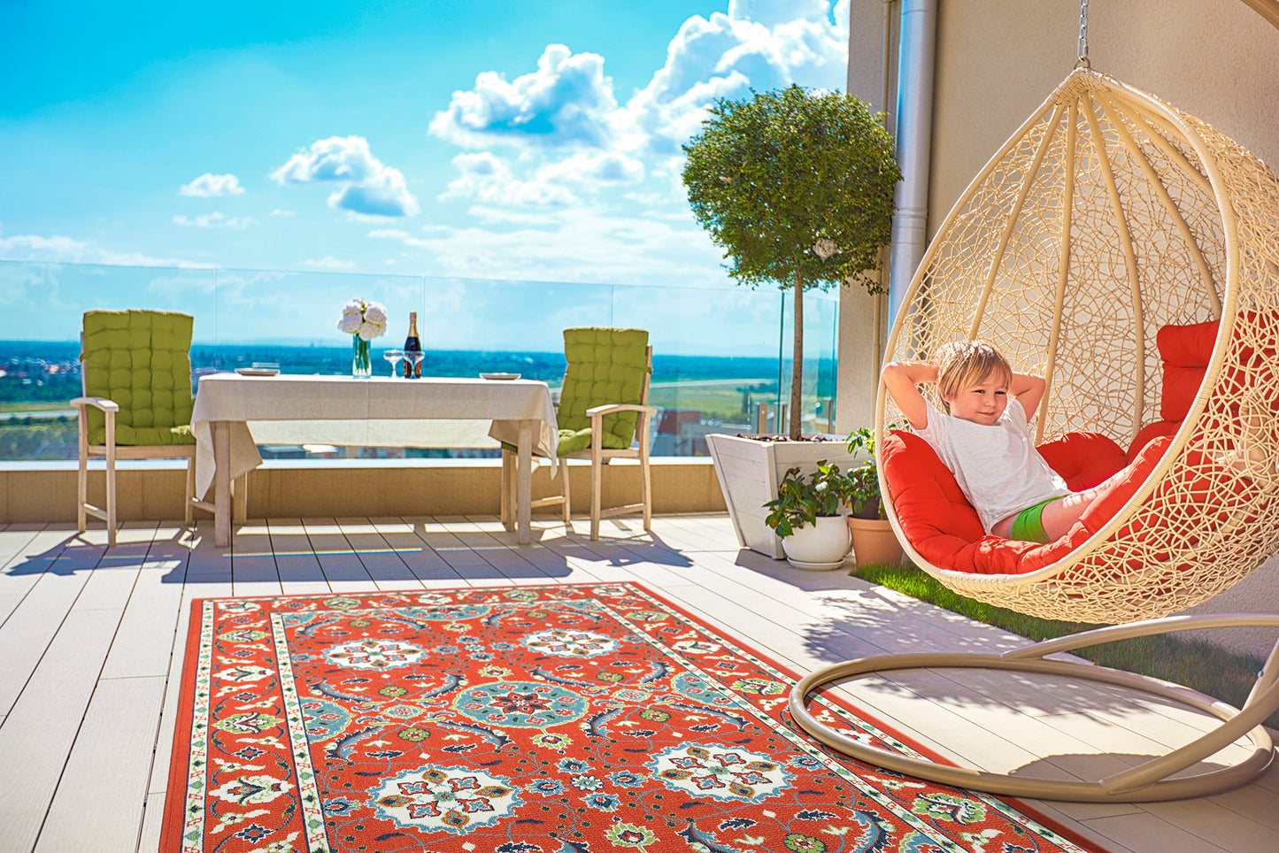 Kaleen Sunice Collection SUN11-32 Tangerine Area Rug 7'2" x 10'5"