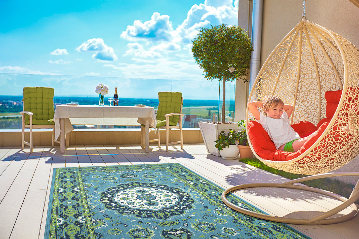 Kaleen Sunice Collection SUN13-79 Light Blue Area Rug 5' x 7'6"