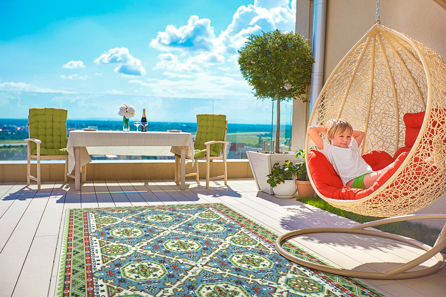 Kaleen Sunice Collection SUN14-79 Light Blue Area Rug 5' x 7'6"