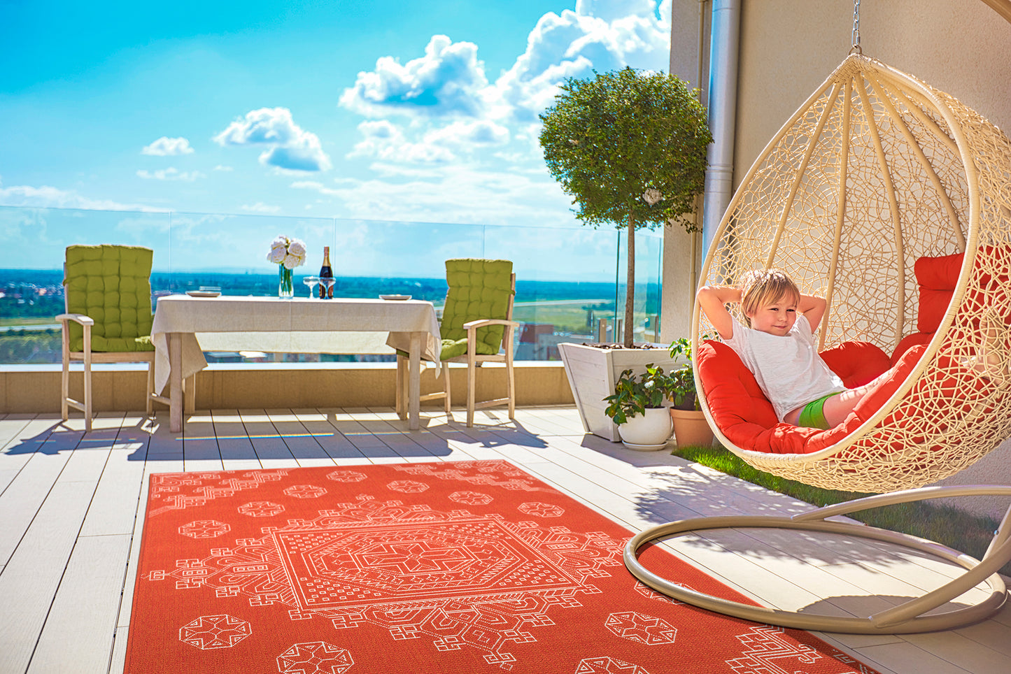 Kaleen Sunice Collection SUN15-32 Tangerine Area Rug 5' x 7'6"