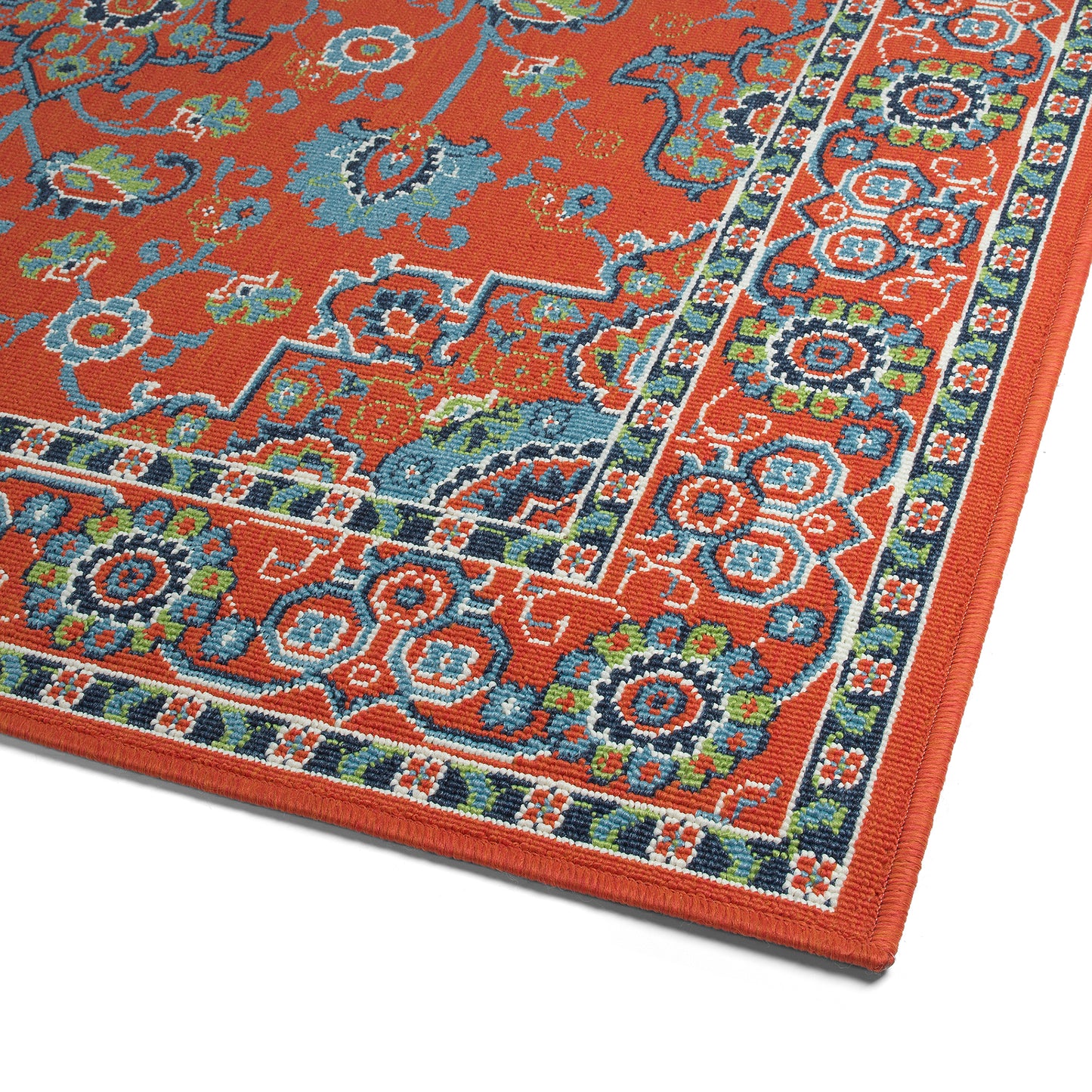 Kaleen Sunice Collection Tangerine LtBlue Throw Rug 2'5" x 3'9"