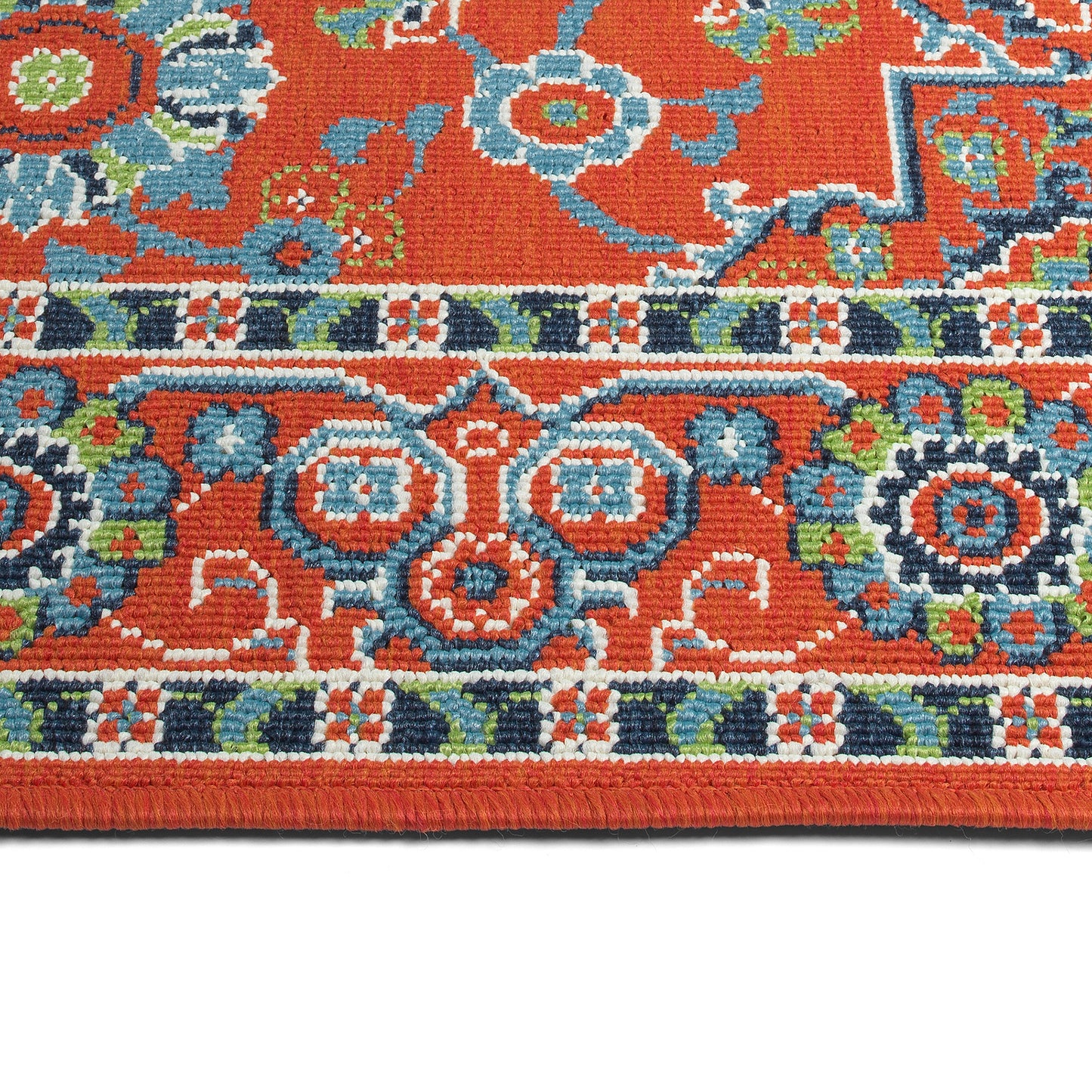 Kaleen Sunice Collection Tangerine LtBlue Throw Rug 2'5" x 3'9"