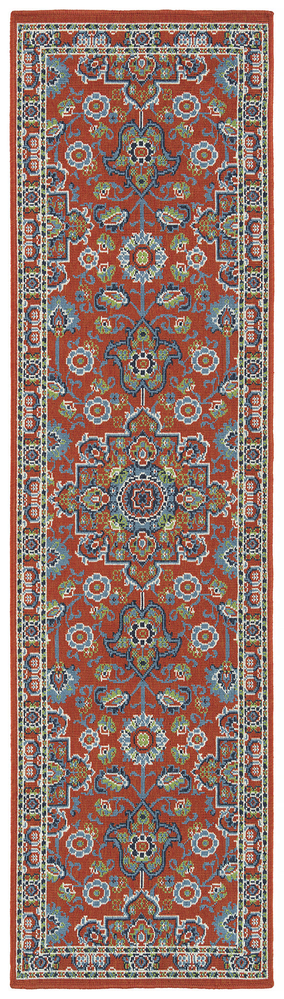 Kaleen Sunice Collection Tangerine LtBlue Throw Rug 2'5" x 3'9"
