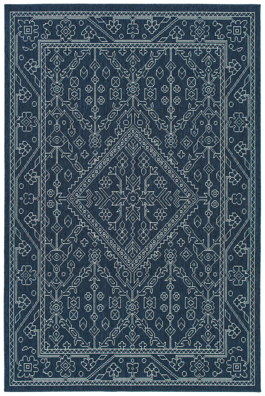 Kaleen Sunice Collection Navy White Area Rug 3'6" x 5'6"