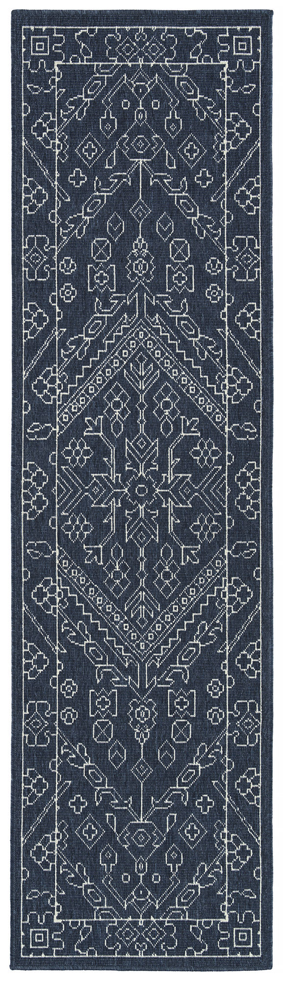 Kaleen Sunice Collection Navy White Throw Rug 2'5" x 3'9"