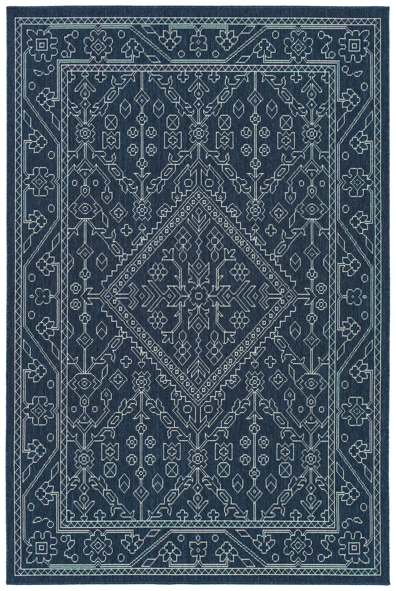 Kaleen Sunice Collection Navy White Throw Rug 2'5" x 3'9"