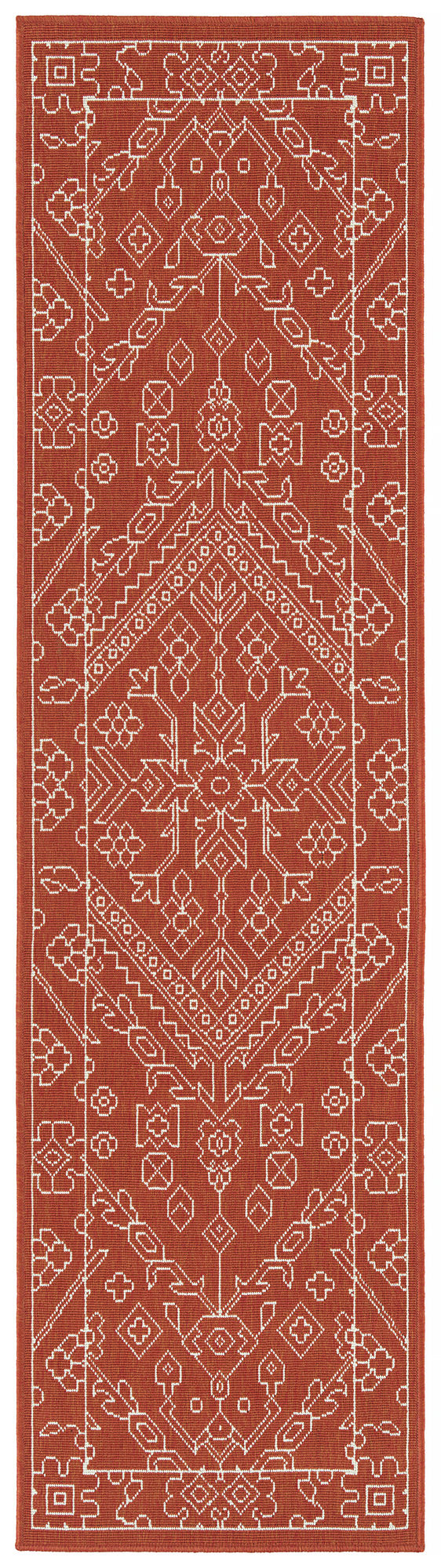 Kaleen Sunice Collection Tangerine White Throw Rug 1'9" x 3'