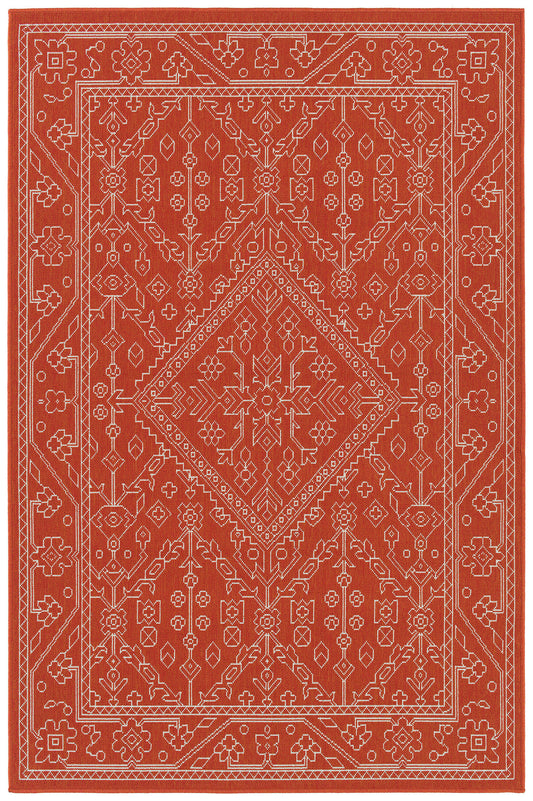 Kaleen Sunice Collection Tangerine White Area Rug 7'2" x 10'5"