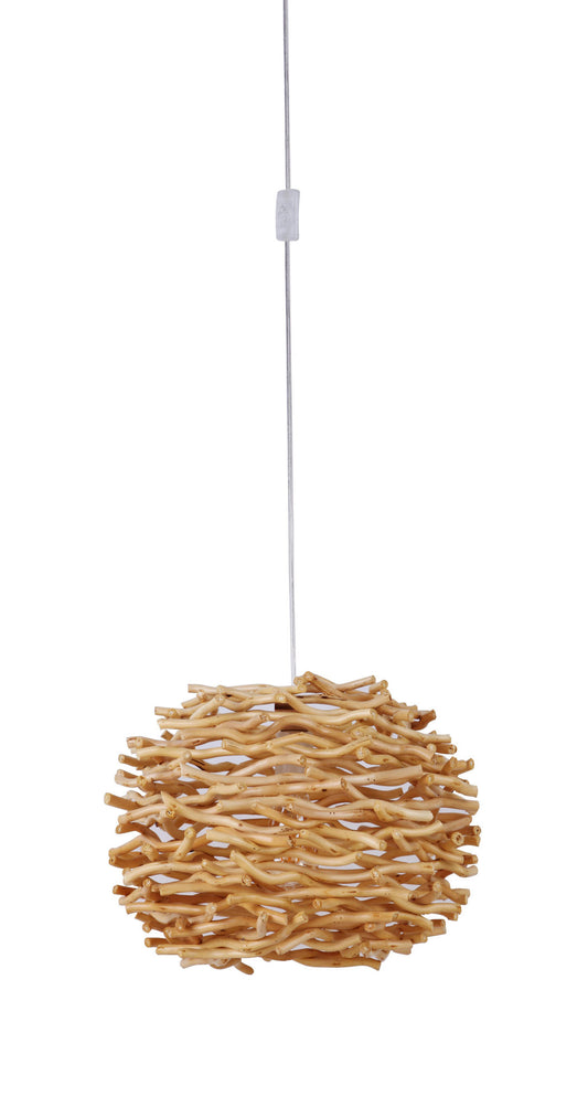 Portable Swag Pendant w/Natural Wood Shade in Natural