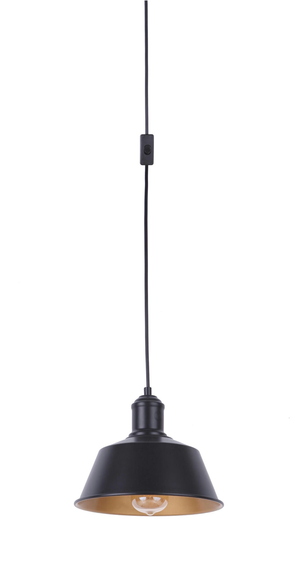 Portable Swag Pendant w/Metal Shade in Flat Black