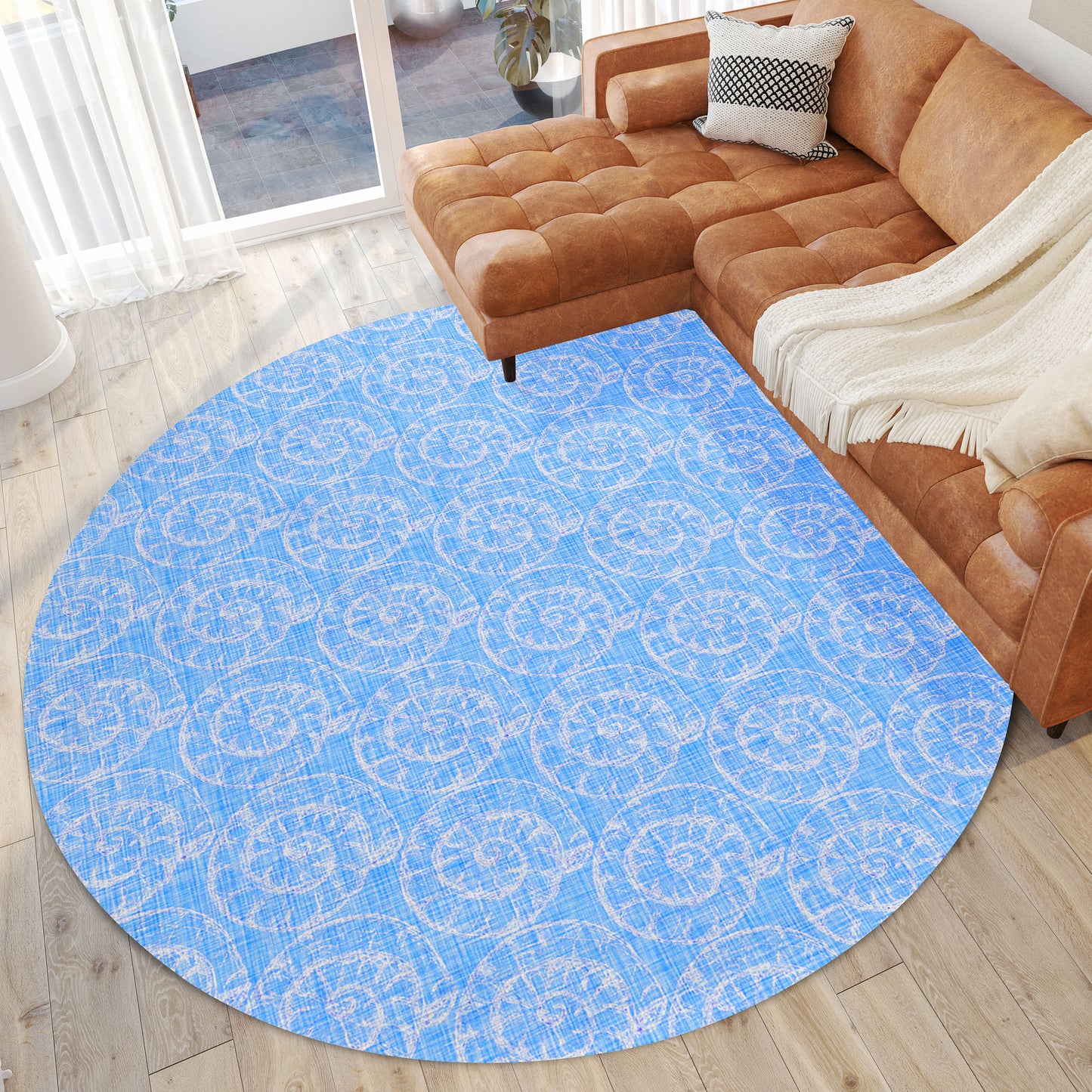 Indoor/Outdoor Seabreeze SZ11 Cobalt Washable 8' x 8' Round Rug