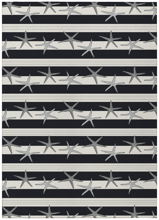 Indoor/Outdoor Seabreeze SZ12 Black Washable 10' x 14' Rug