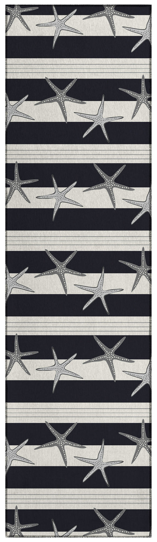 Indoor/Outdoor Seabreeze SZ12 Black Washable 2'3" x 7'6" Runner Rug