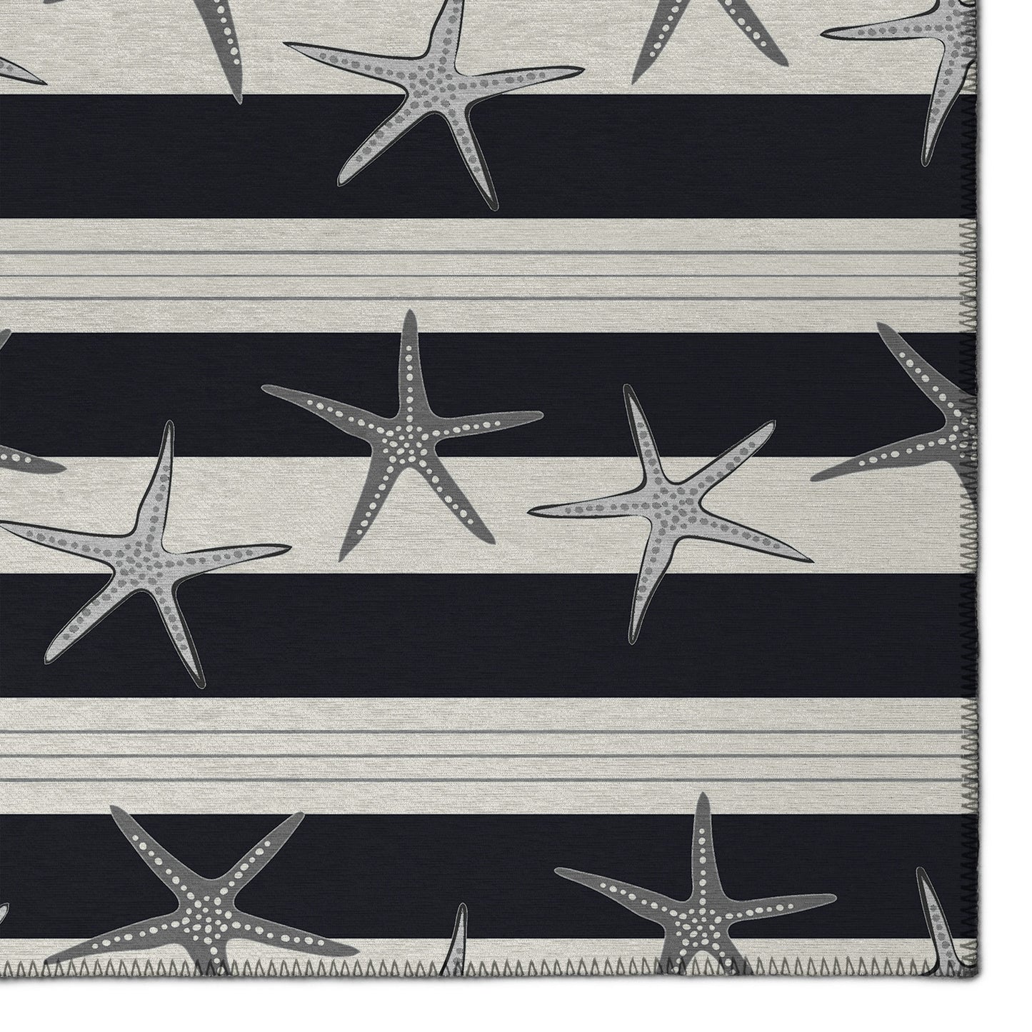 Indoor/Outdoor Seabreeze SZ12 Black Washable 2'3" x 7'6" Runner Rug