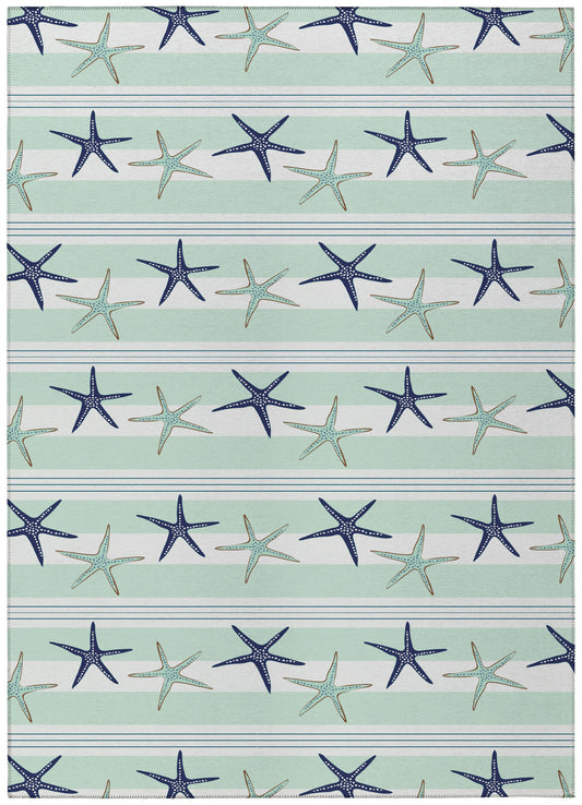 Indoor/Outdoor Seabreeze SZ12 Mist Washable 10' x 14' Rug